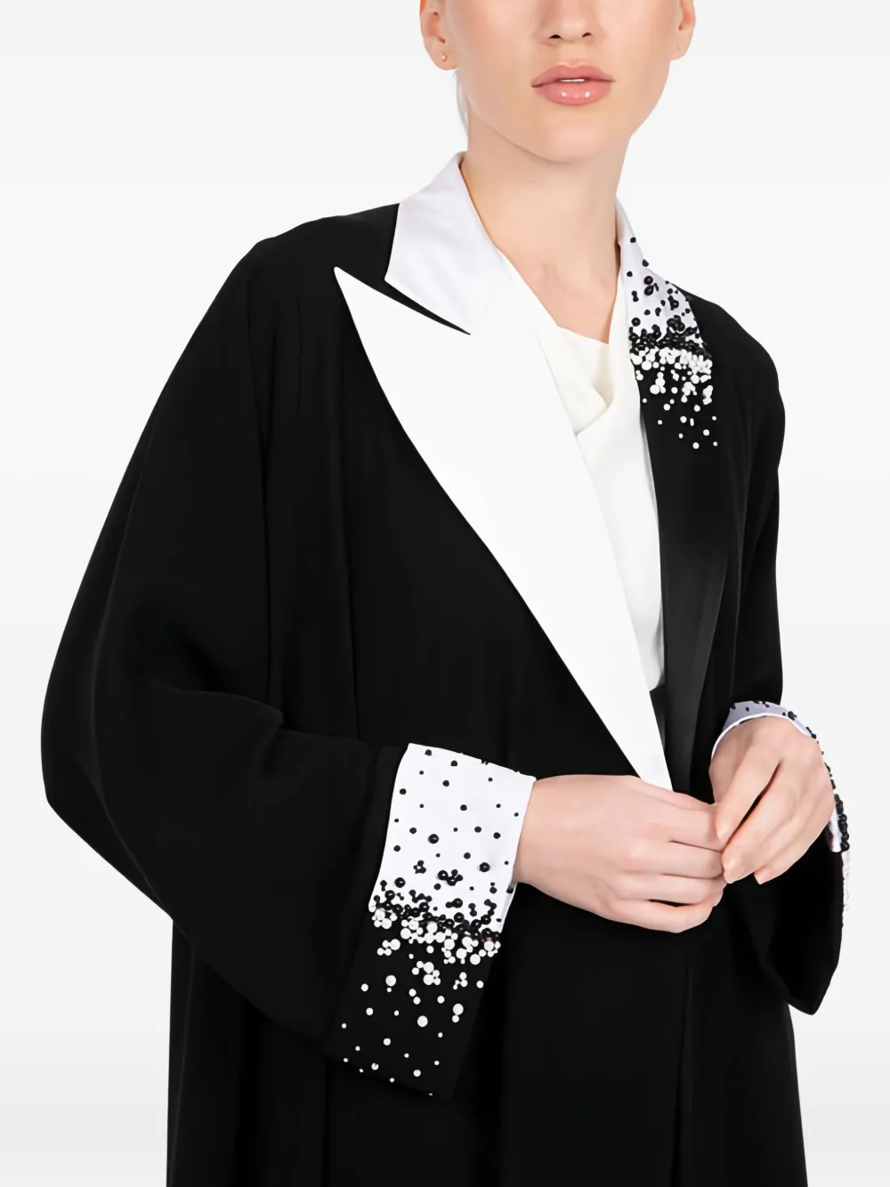 Moonlight Concept Beaded Collar Abaya Maxi Dress In Black