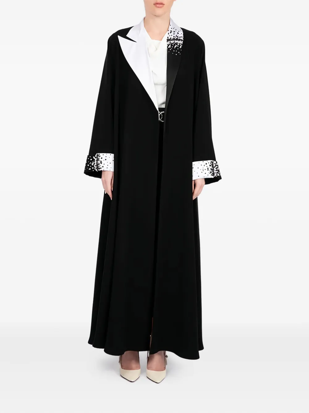 MOONLIGHT CONCEPT Abaya maxi-jurk met kraag met kralen - Zwart