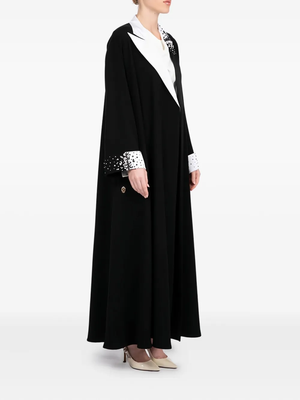 Moonlight Concept Beaded Collar Abaya Maxi Dress In Black