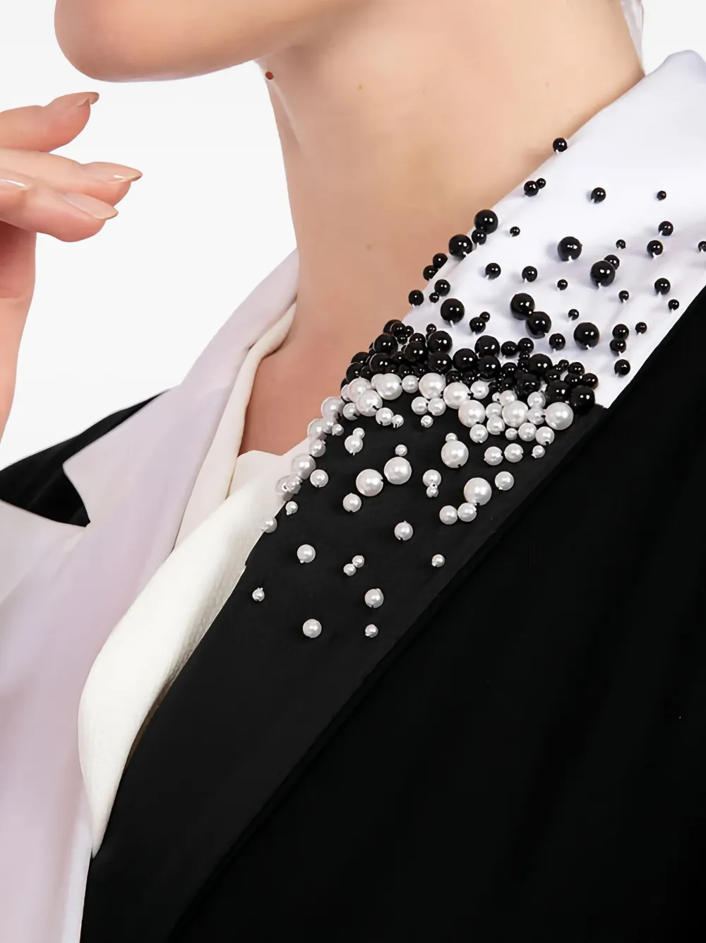 Moonlight Concept Beaded Collar Abaya Maxi Dress In Black