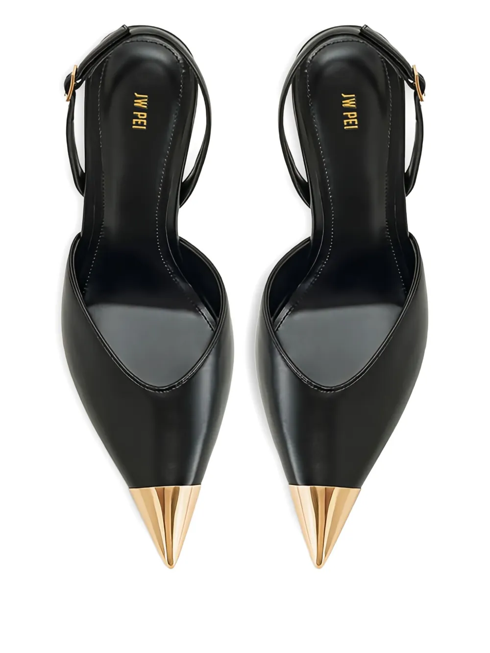 Jw Pei 100mm Gold Tipped Slingback Sandals In Black