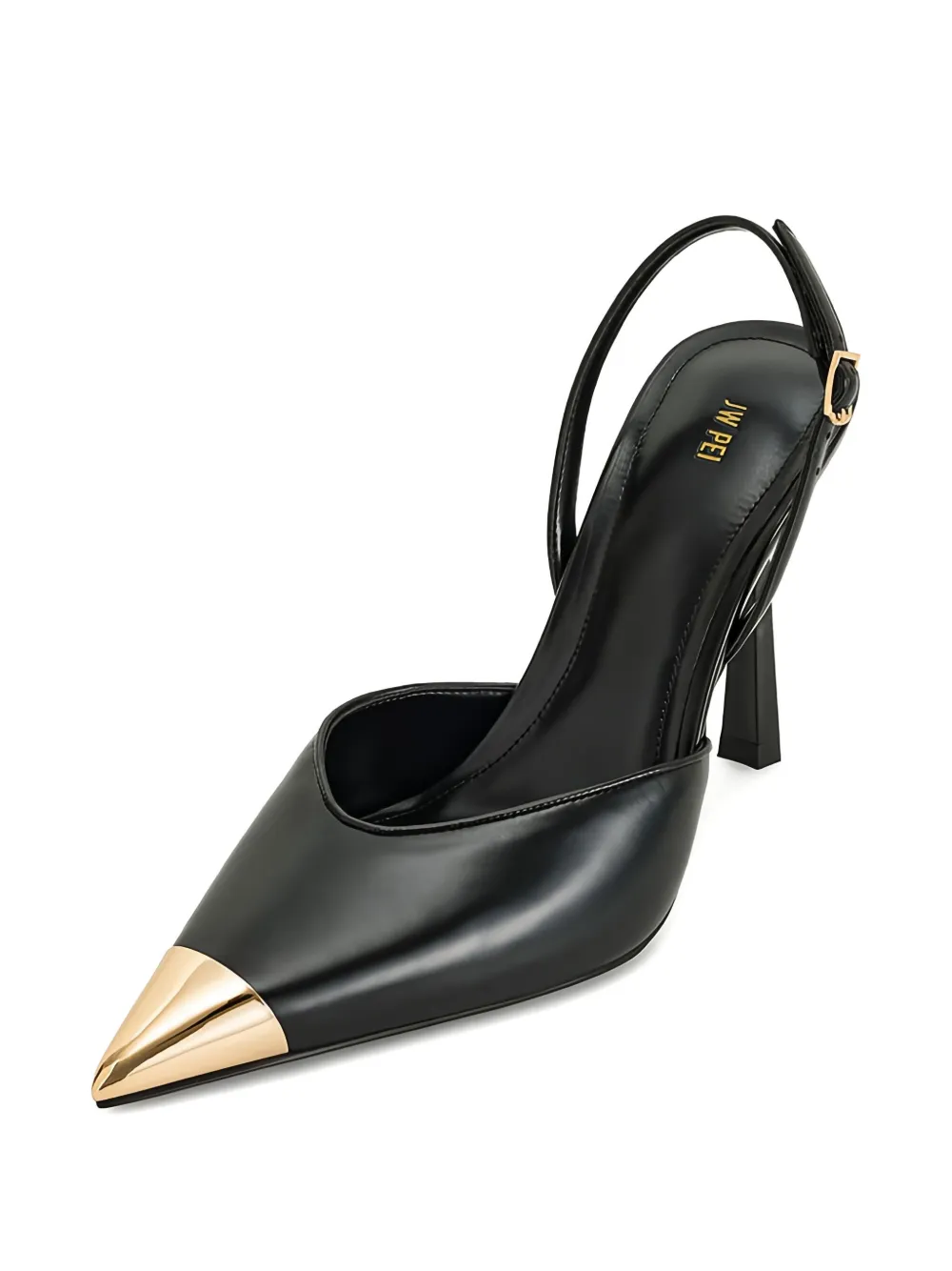 Jw Pei 100mm Gold Tipped Slingback Sandals In Black