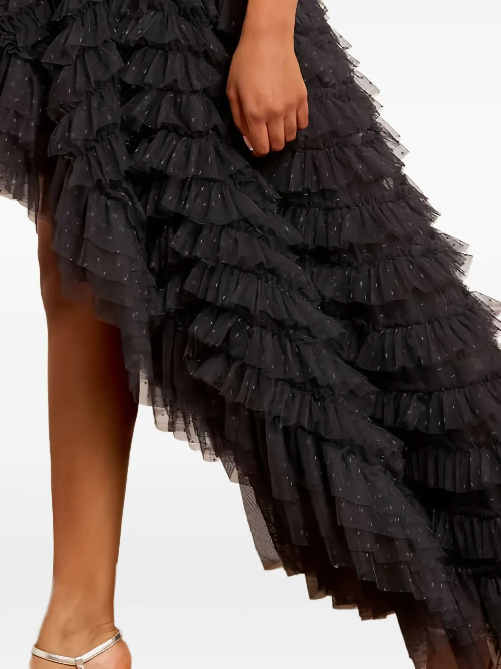 Needle & Thread Strapless high waist jurk met ruches Zwart