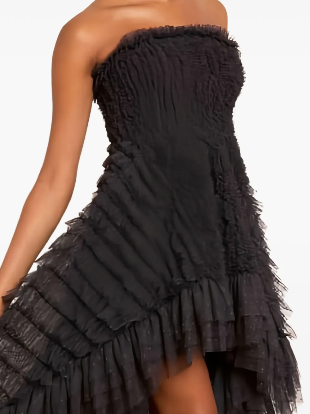 Needle & Thread Strapless high waist jurk met ruches Zwart