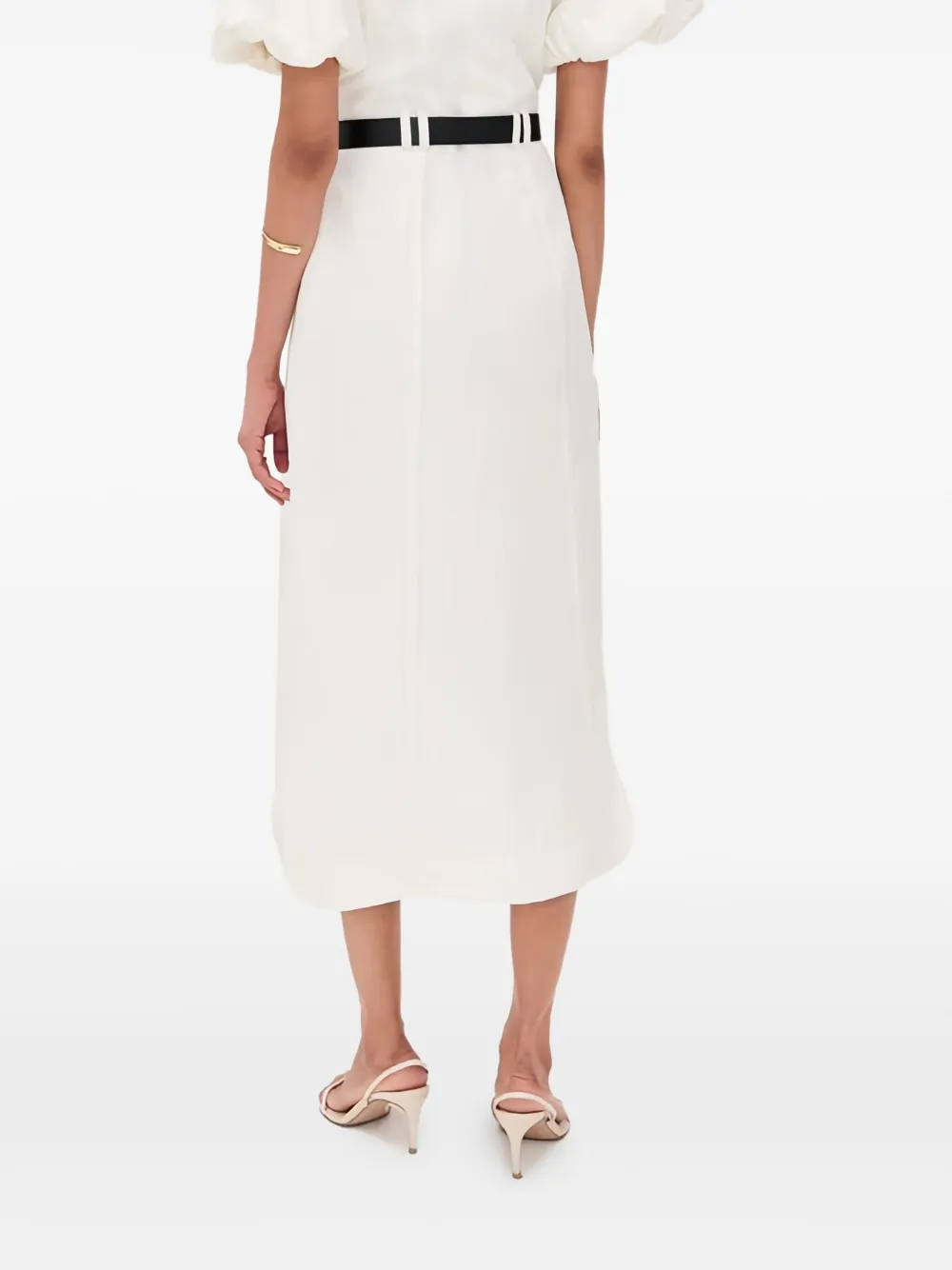 Aje Midi-jurk met pofmouwen Beige