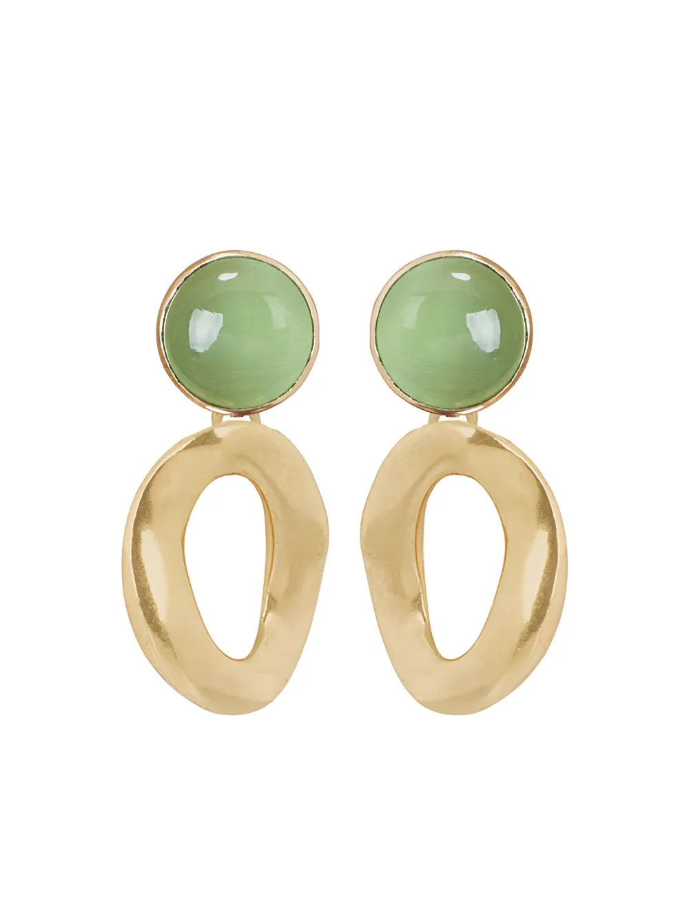 Atelier Mon Cats Eye Oval Earrings In Gold