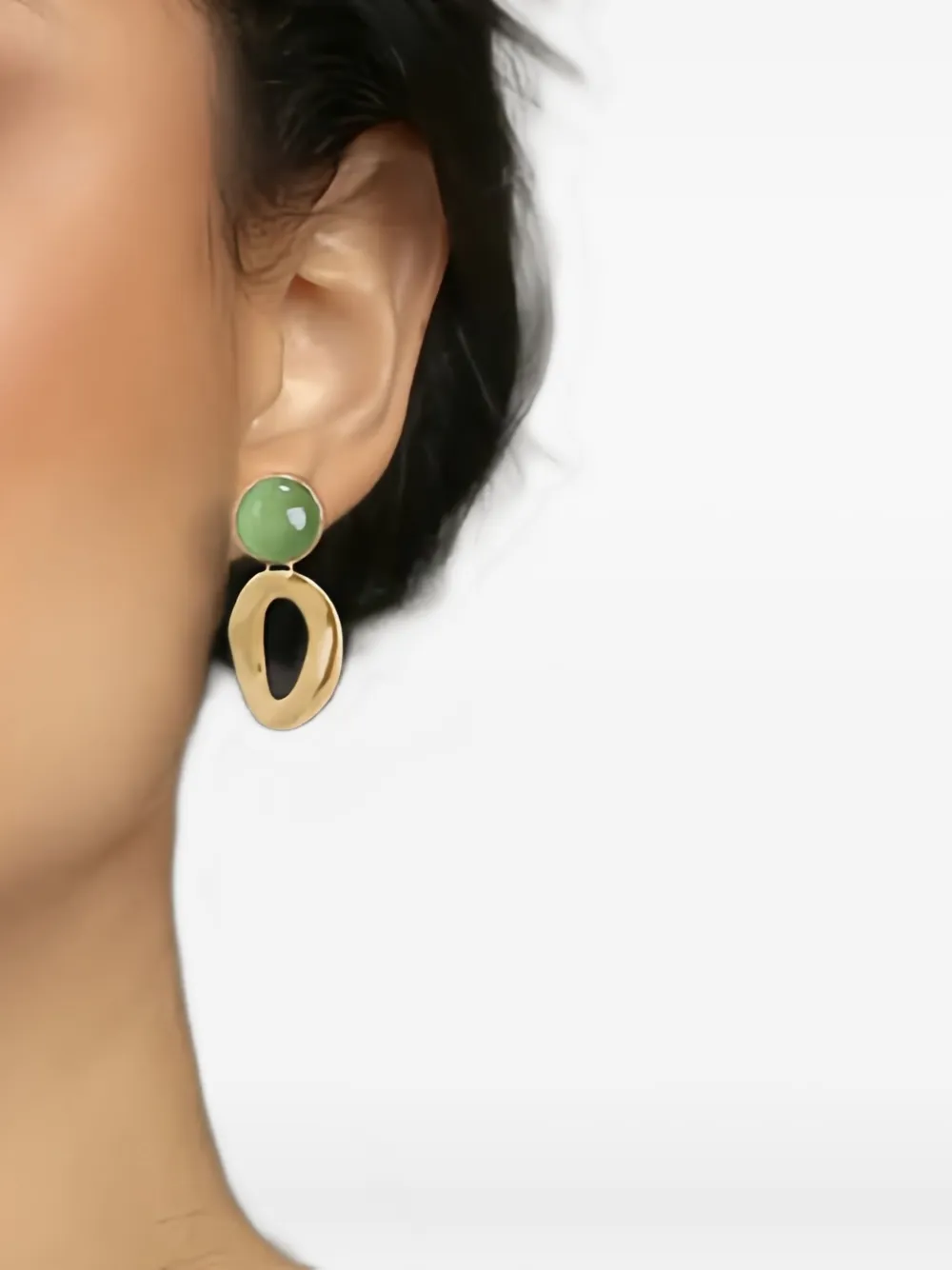 Atelier Mon Cats Eye Oval Earrings In Gold