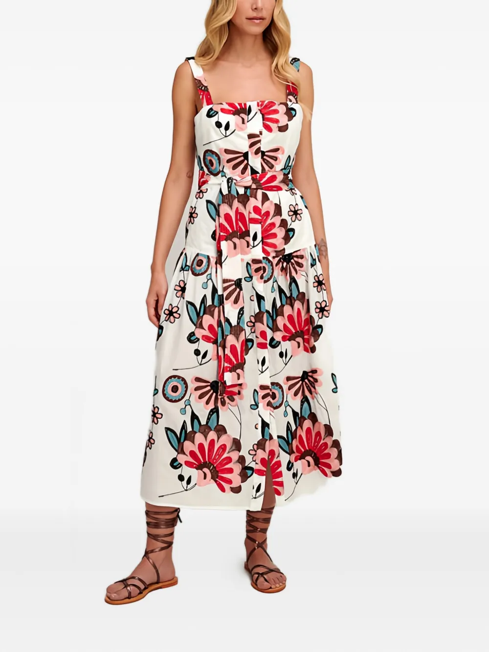 Pearl & Caviar Embroidered Dress In Multi