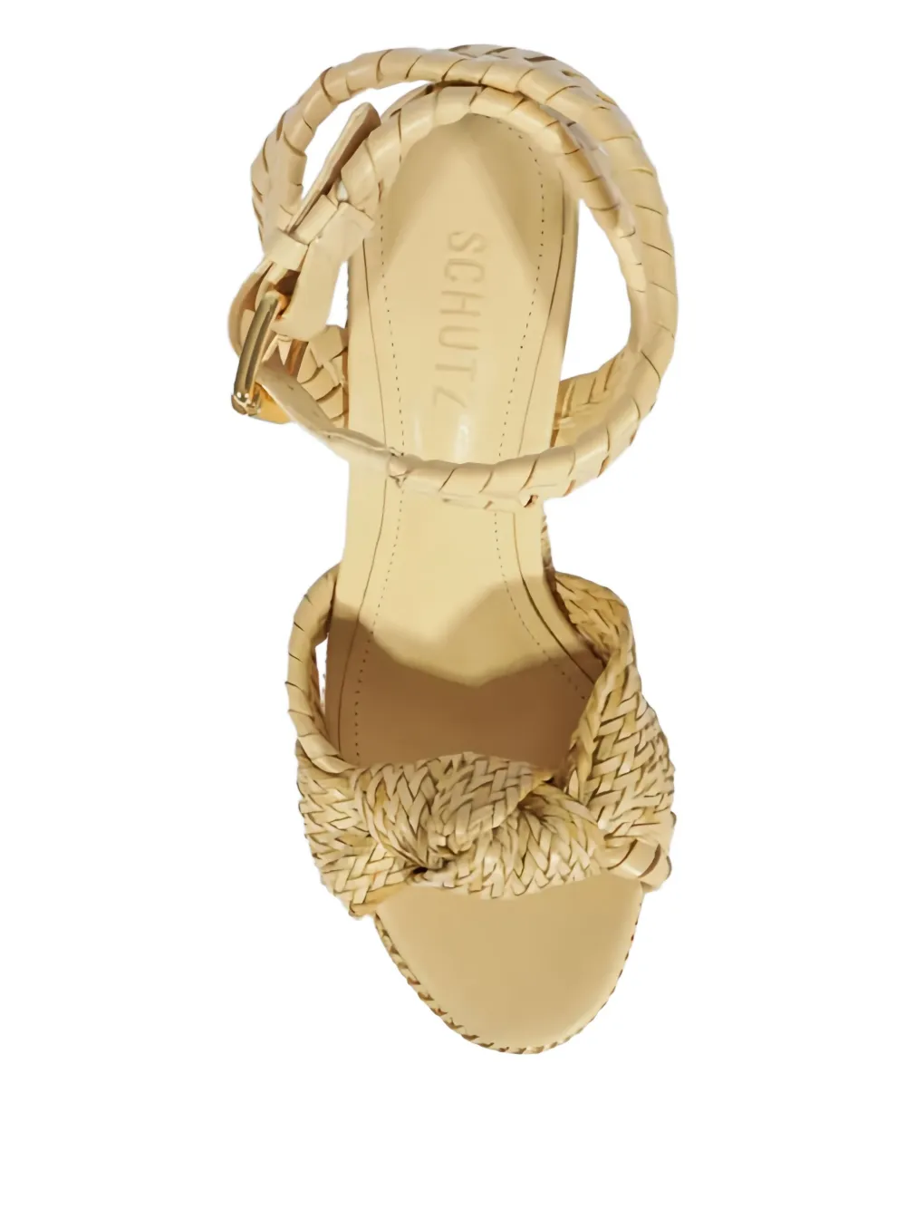 Schutz Khari Knotted Leather Ankle-strap Platform Sandals In Neutral