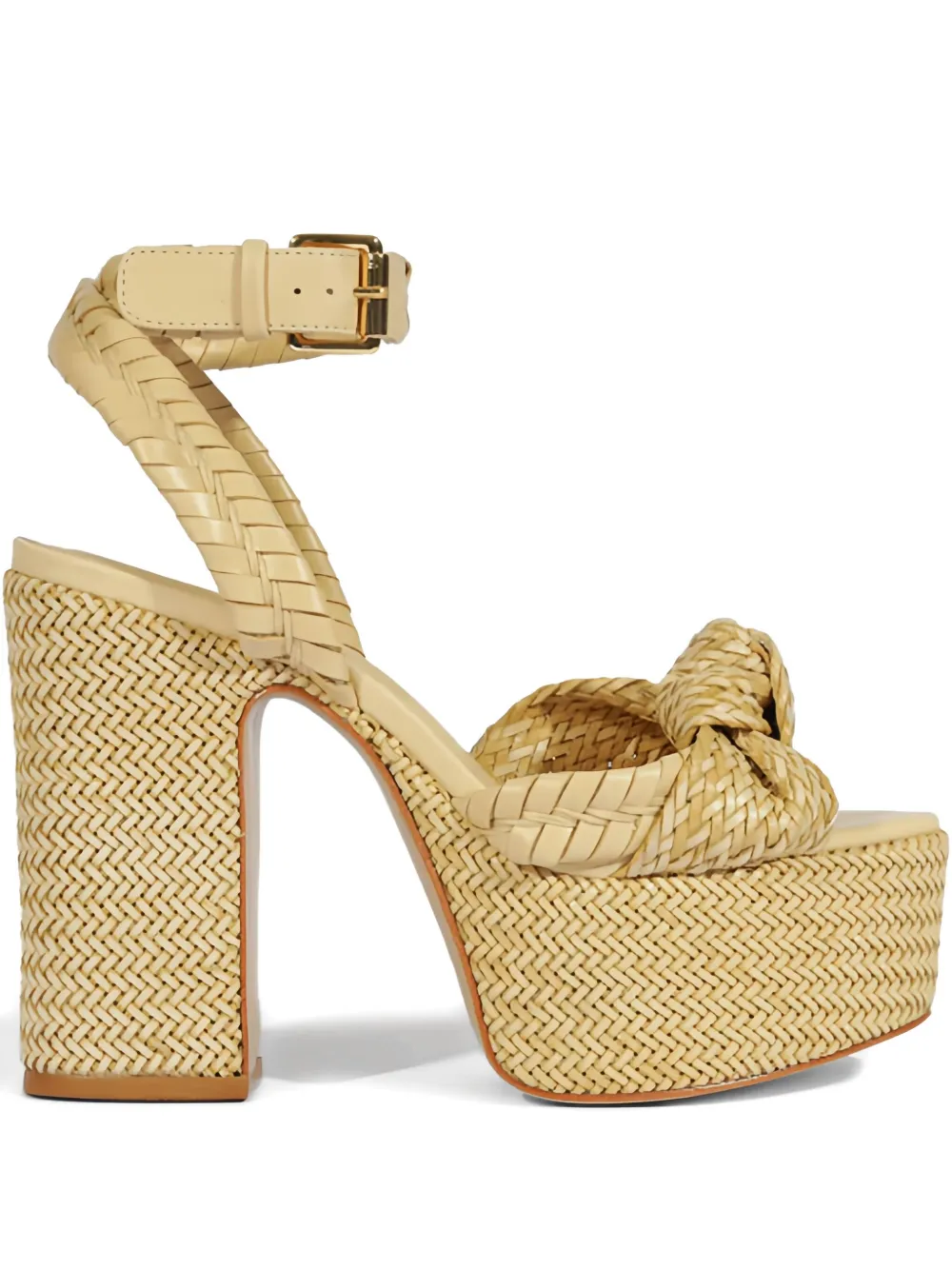 Schutz Khari Knotted Leather Ankle-strap Platform Sandals In Neutral