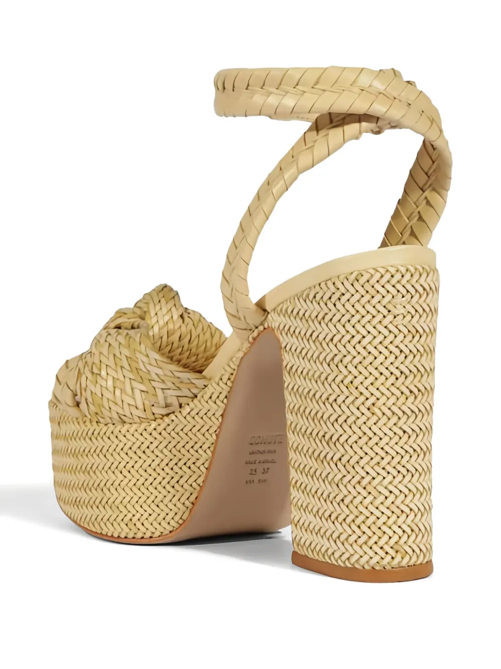 Schutz Khari Knotted Leather Ankle-strap Platform Sandals In Neutral
