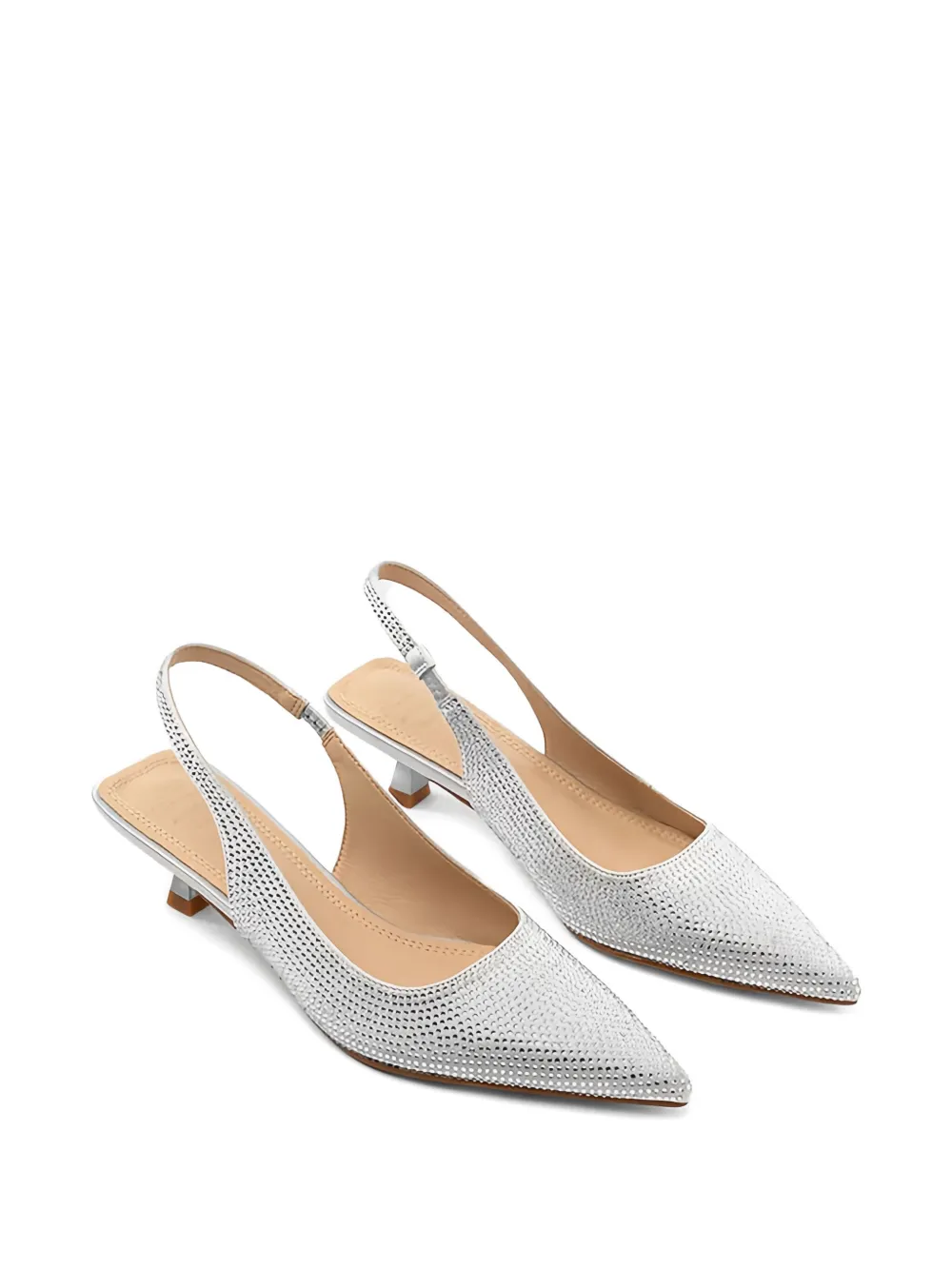 Twenty Four Haitch 50mm Arbin Embellished Slingback Pumps In White
