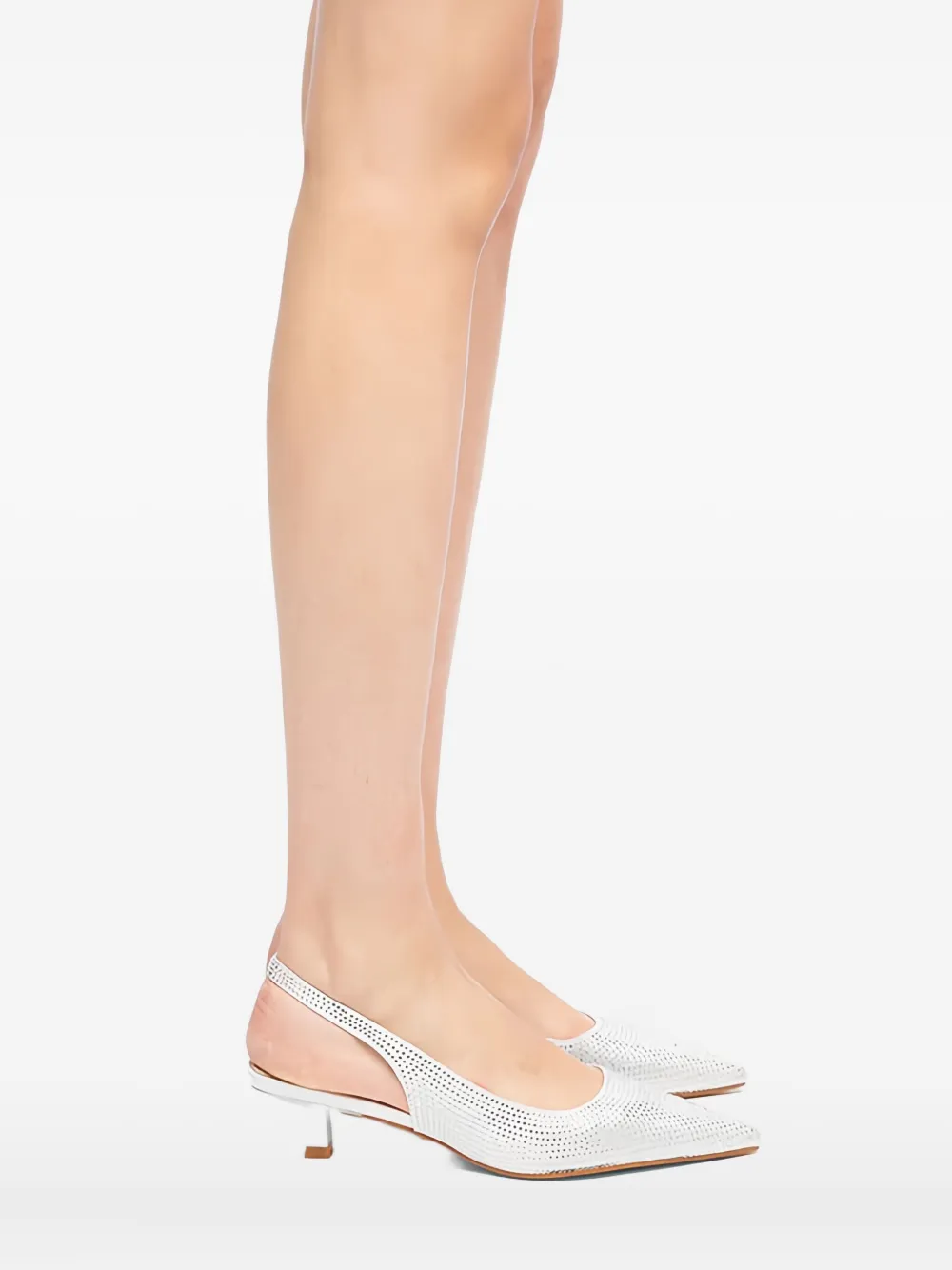 Twenty Four Haitch 50mm Arbin Embellished Slingback Pumps In White