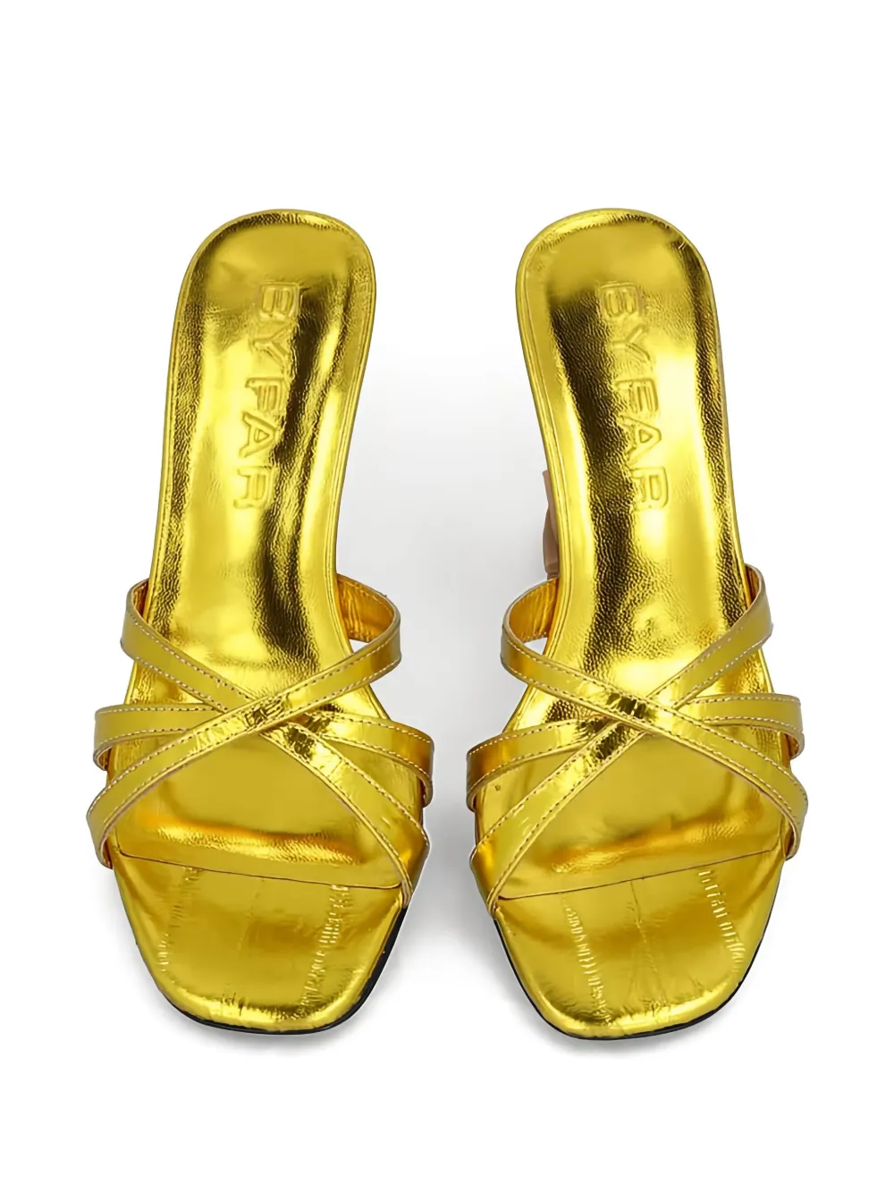 BY FAR 70 mm Julie leren sandalen Goud