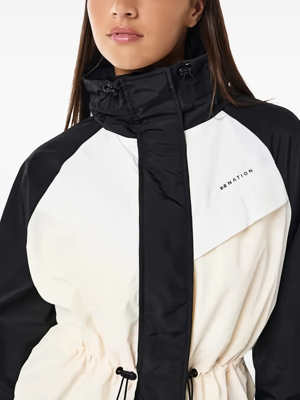 P.e Nation Shelter Drawstring Panel Jacket In Neutral