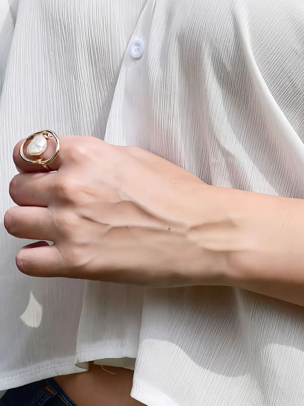 Atelier Mon Grecian Goddess Oval Pearl Ring In Gold