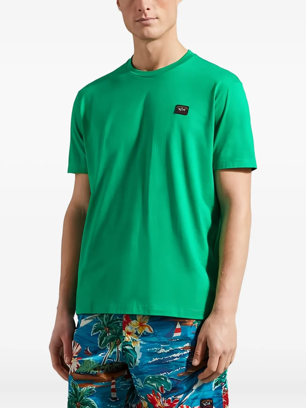 Paul & Shark T-shirt met logopatch - Groen