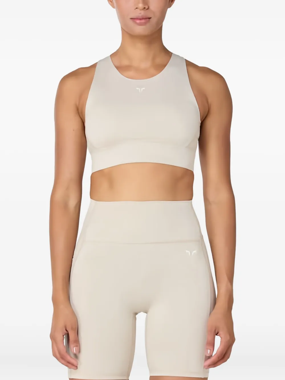 Squatwolf High-coverage Racerback Cut-out Sports Bra In Neutral