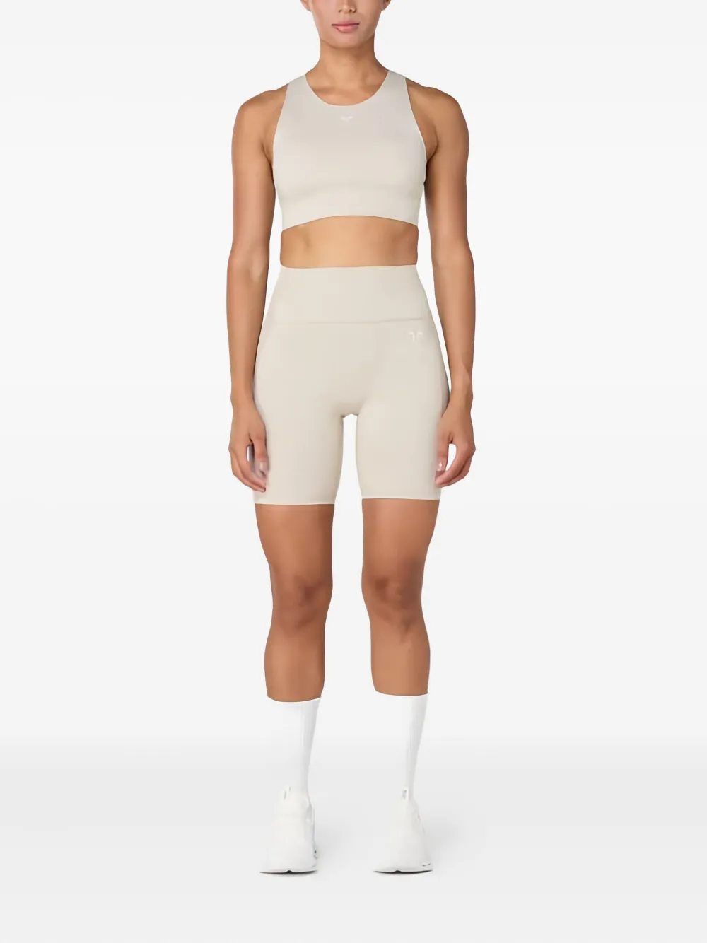 Squatwolf High-coverage Racerback Cut-out Sports Bra In Neutral