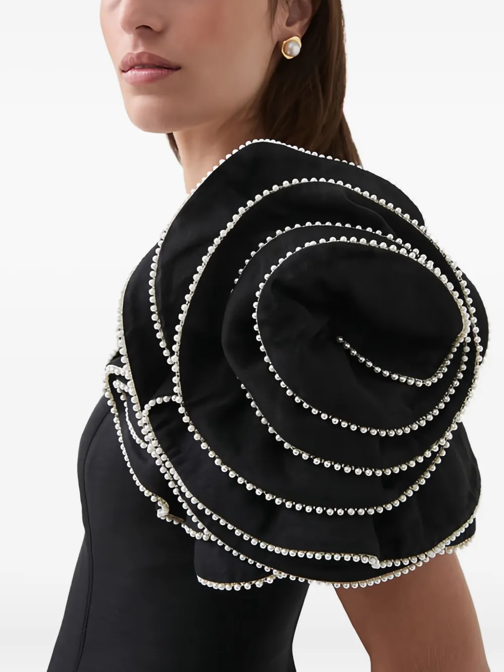 Aje Twyla midi-jurk met ruches Zwart