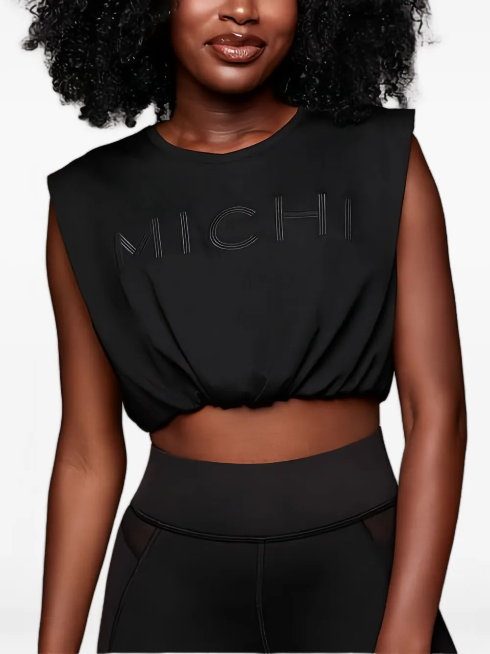 Michi Pacific cropped top - Zwart