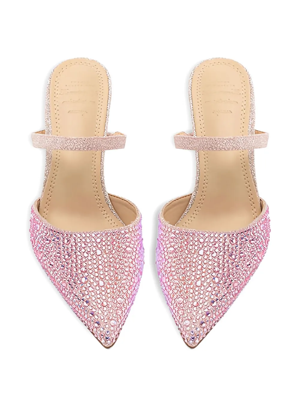 Twenty Four Haitch Embellished Strap Pumps In Pink