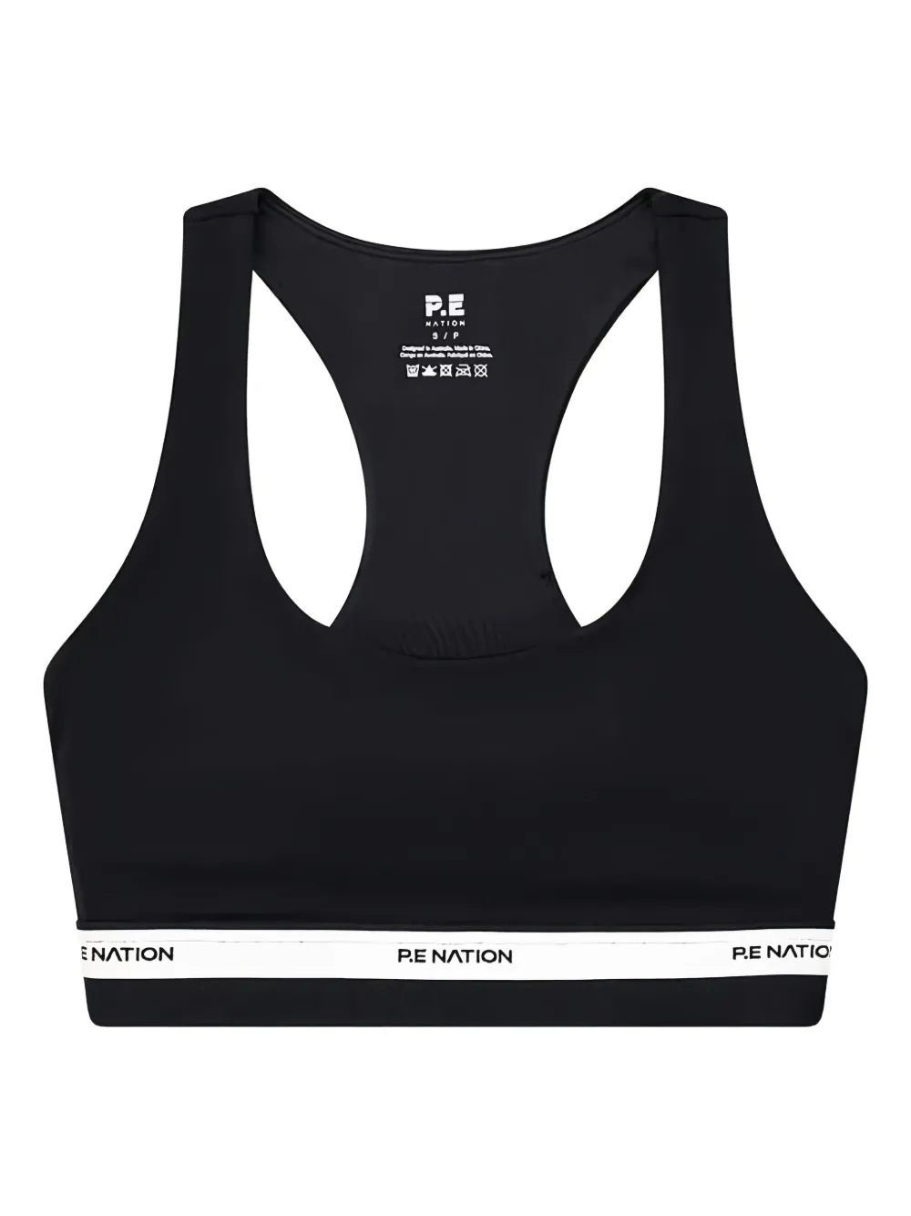 P.e Nation Avant Racerback Logo-band Sports Bra In Black