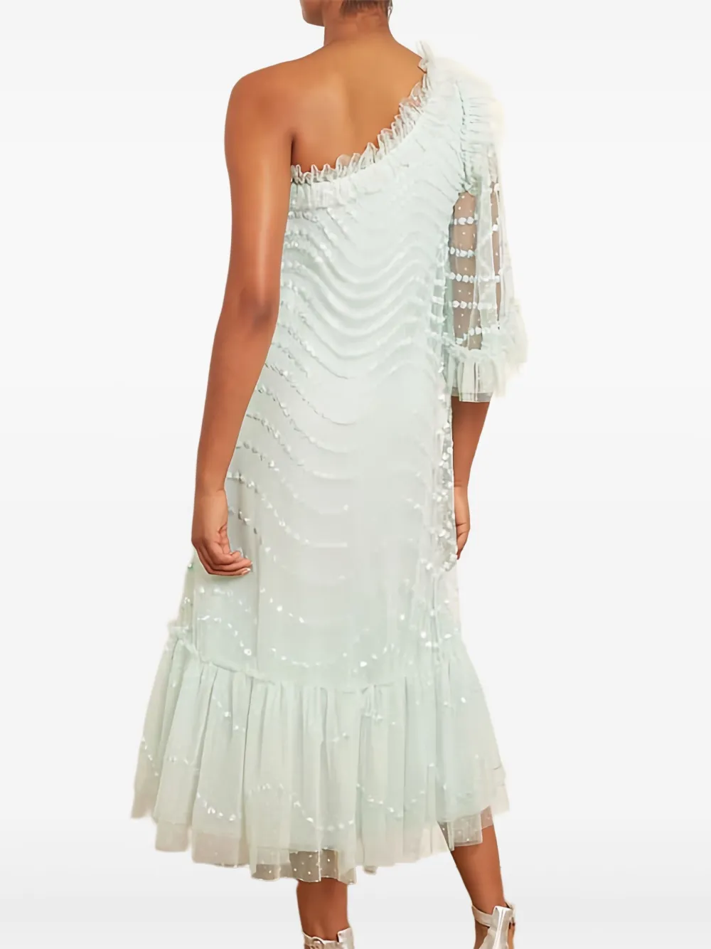 Needle & Thread Jurk verfraaid met pailletten en ruches Groen