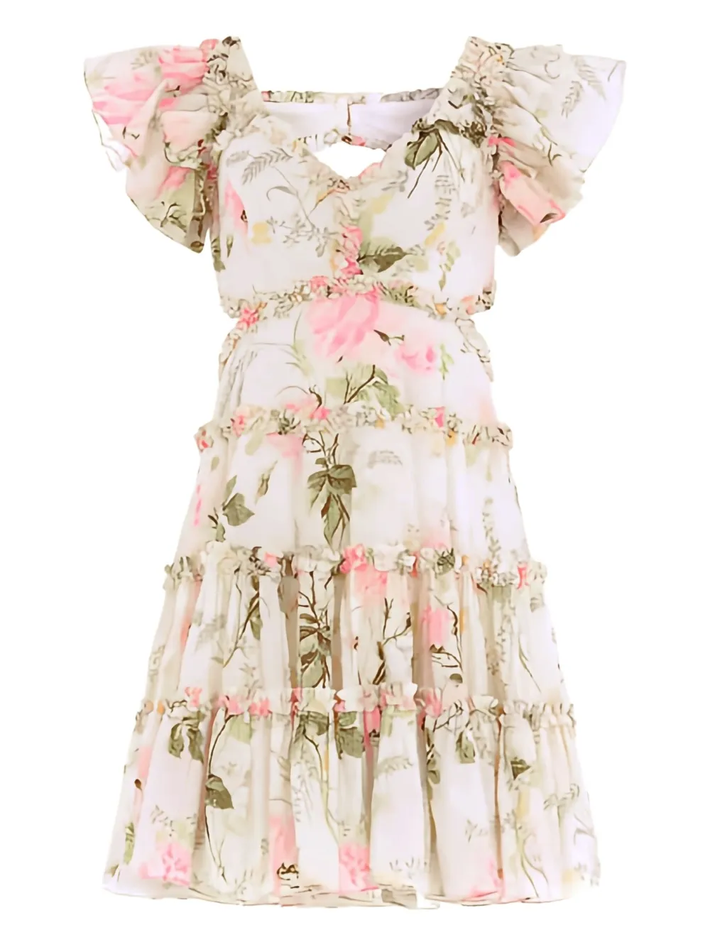 Needle & Thread Ruffled Backless Mini Dress In Multi