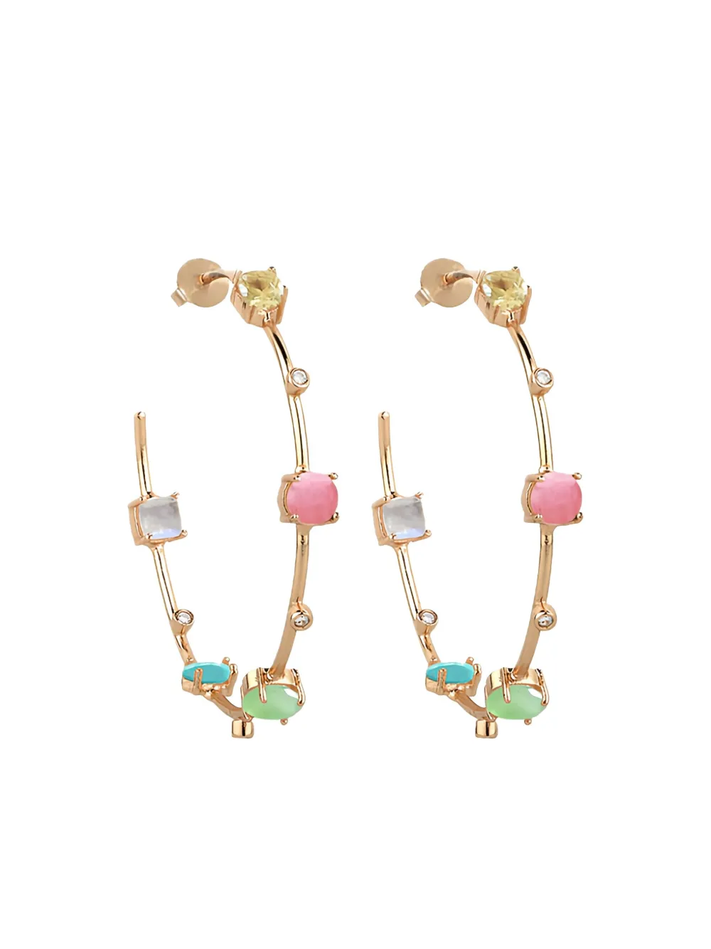 Atelier Mon Stone Hoop Earrings In Gold