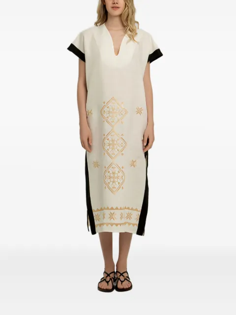 GREEK ARCHAIC KORI geometric embroidered midi dress