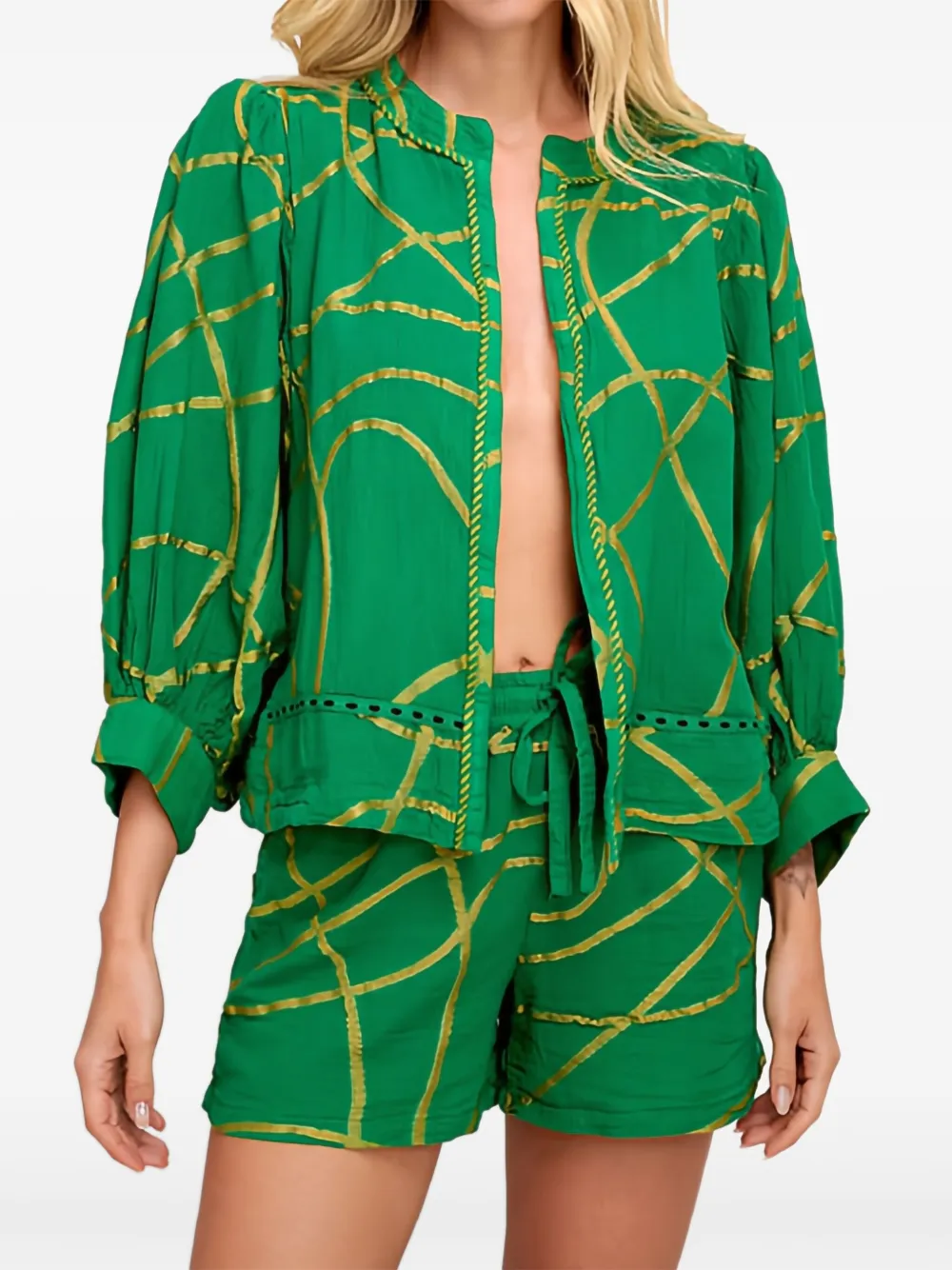 Pearl & Caviar Zakar Shrug Jacket In Green