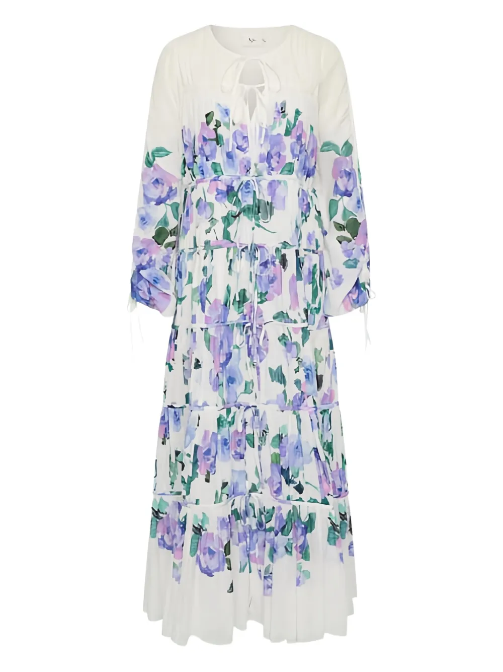Aje Clover Floral Tiered Maxi Dress In Multi