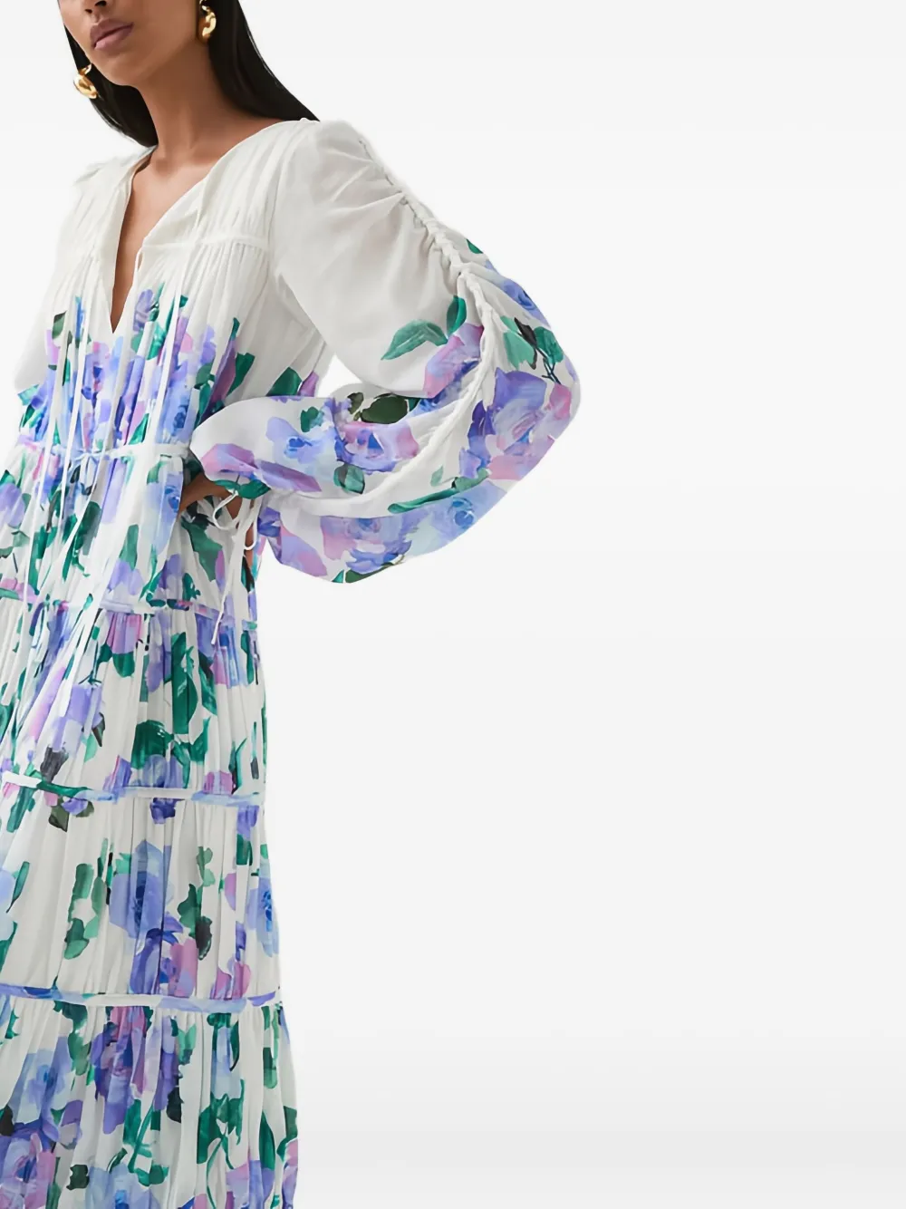 Aje Clover Floral Tiered Maxi Dress In Multi