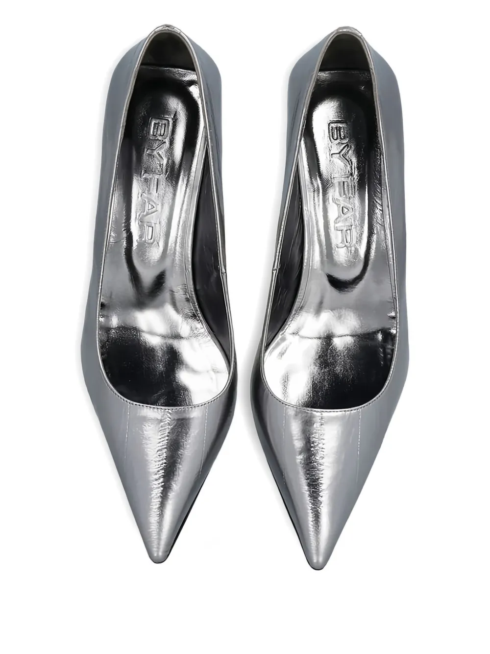 BY FAR 90 mm Viva pumps met puntige neus Zilver