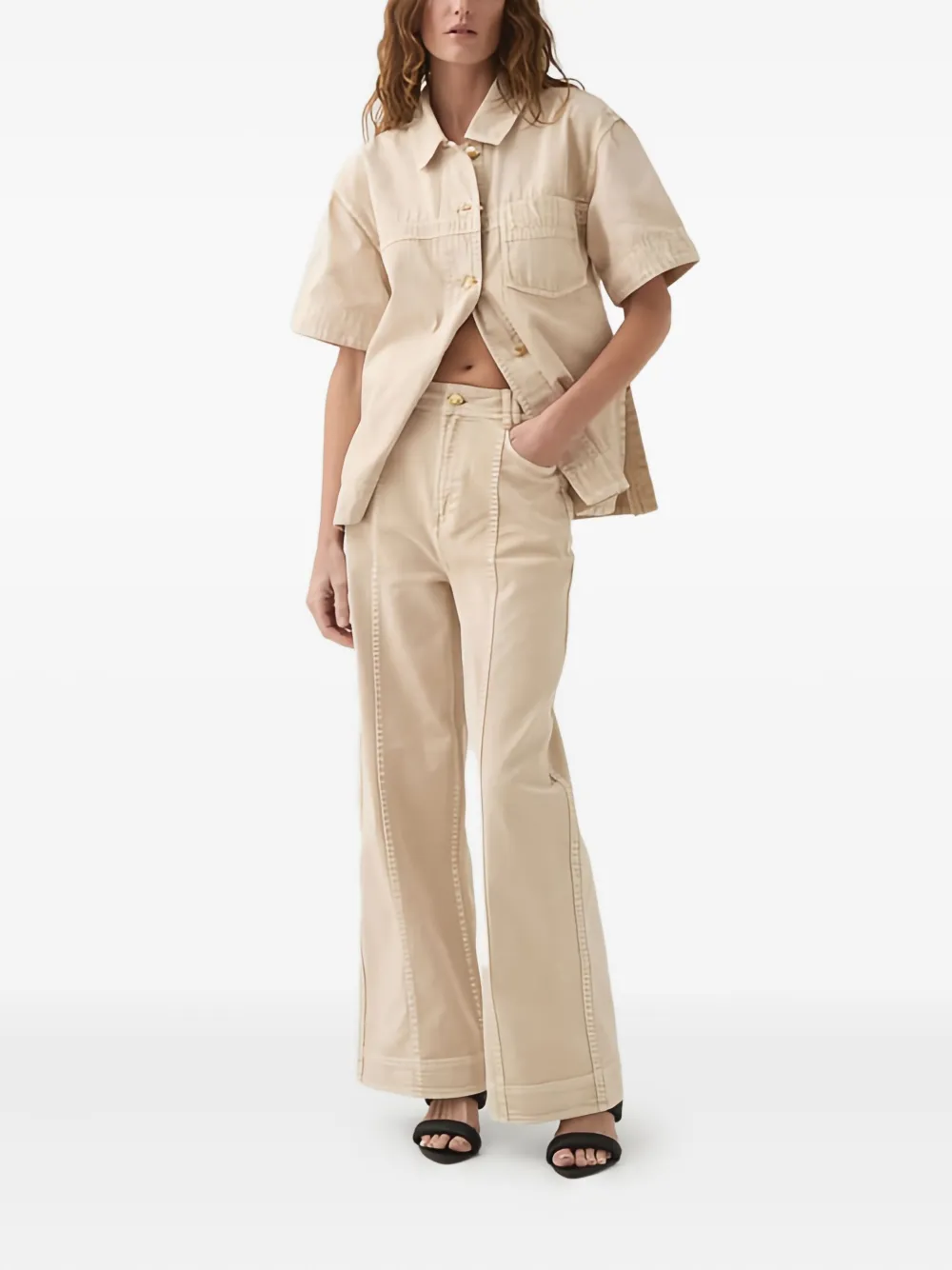 Aje Jeans met wijde pijpen - Beige