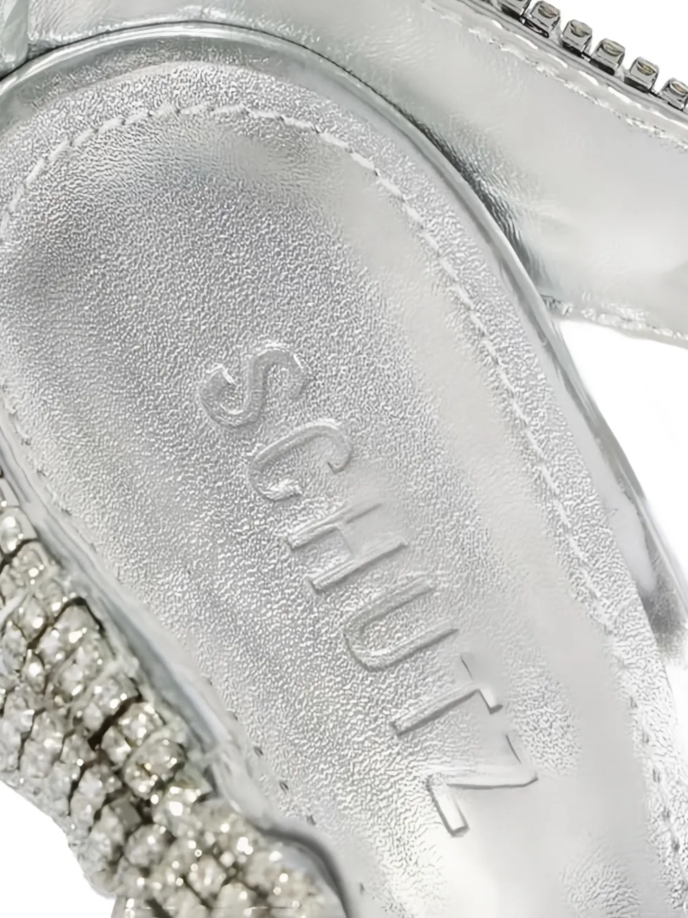 Schutz Crystal-embellished Metallic Sandals In Silver