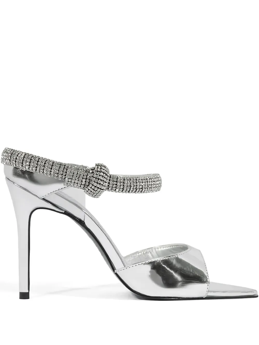 Schutz Crystal-embellished Metallic Sandals In Silver
