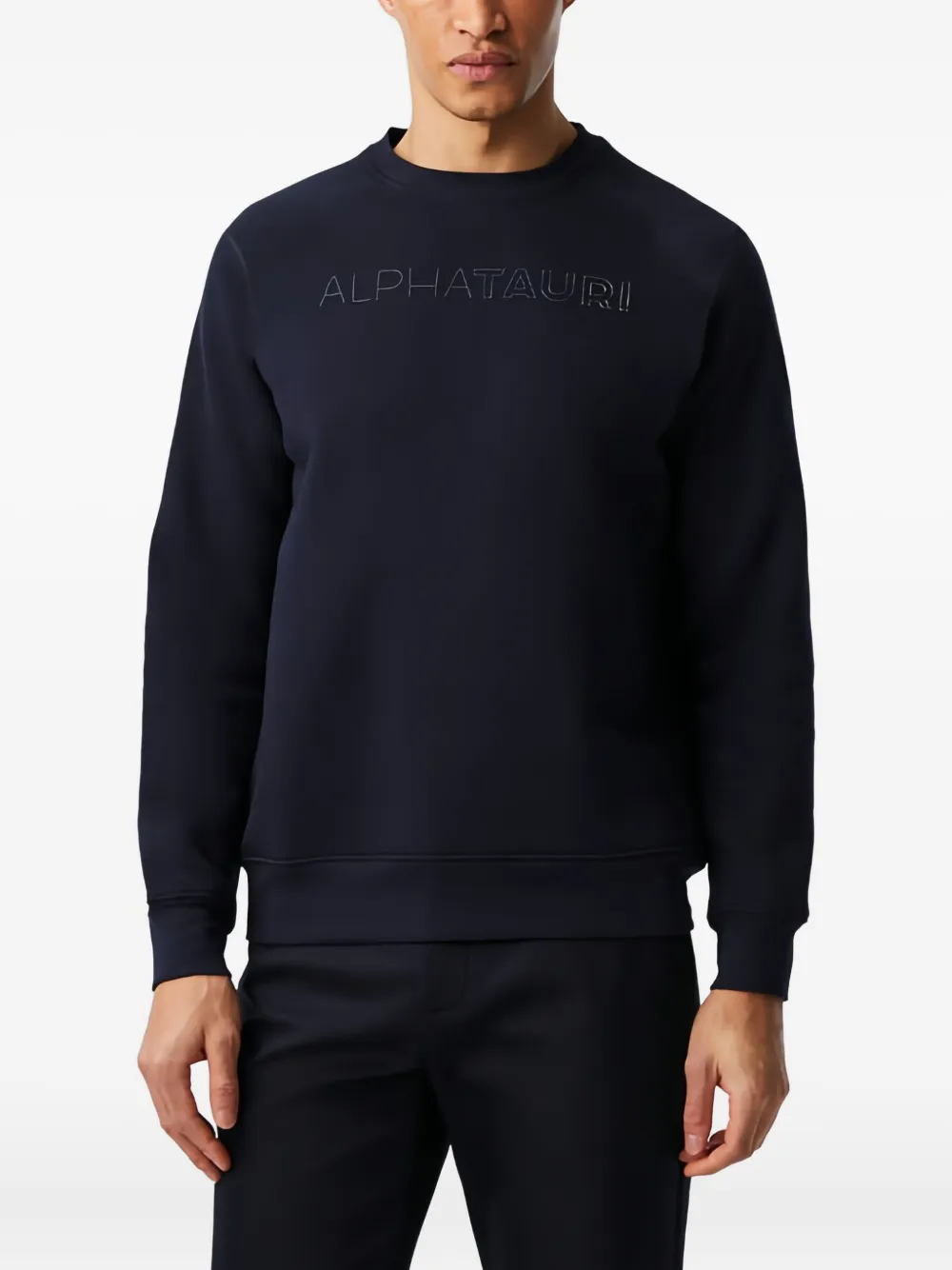 Alphatauri Embossed-logo Crew-neck Sweatshirt In Black