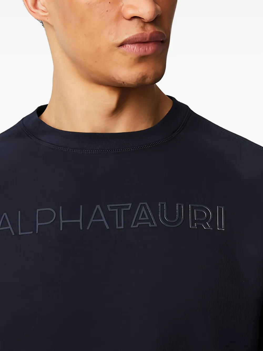 Alphatauri Embossed-logo Crew-neck Sweatshirt In Black