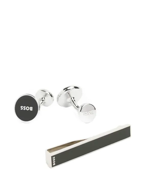 BOSS tie-clipe round logo cufflinks