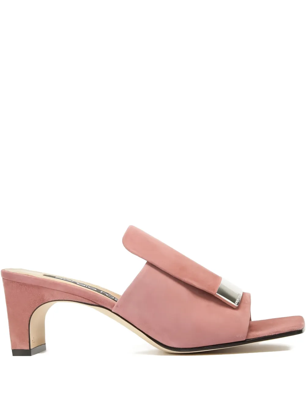 Sergio Rossi 60 mm Sabot zilverkleurige sandalen Roze