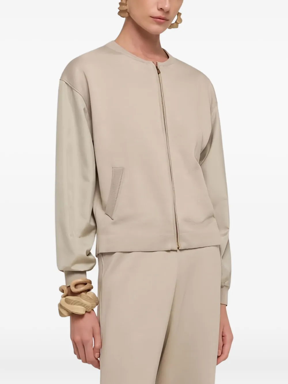 Agnona Zip-up Knitted Cardigan In Neutral