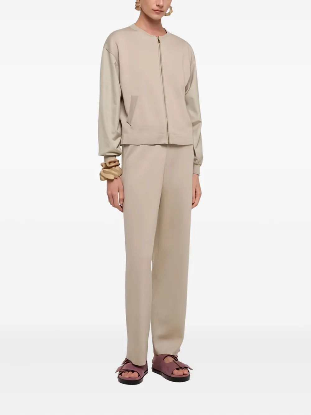 Agnona Zip-up Knitted Cardigan In Neutral