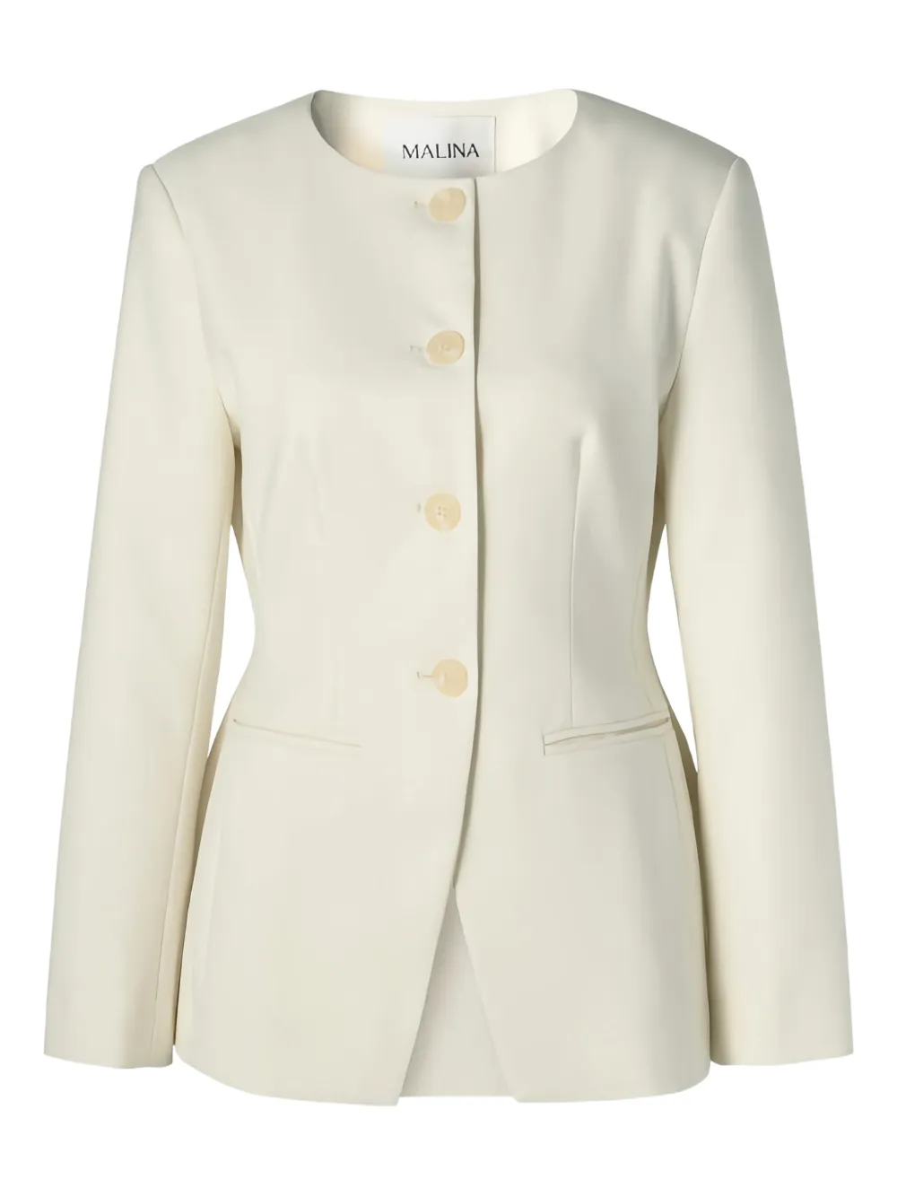 MALINA Nilla button-front round-collar blazer | Neutrals | Image 1