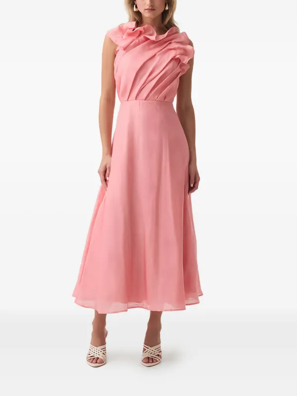 Aje Genesis Ruffled Midi Dress | Pink | FARFETCH