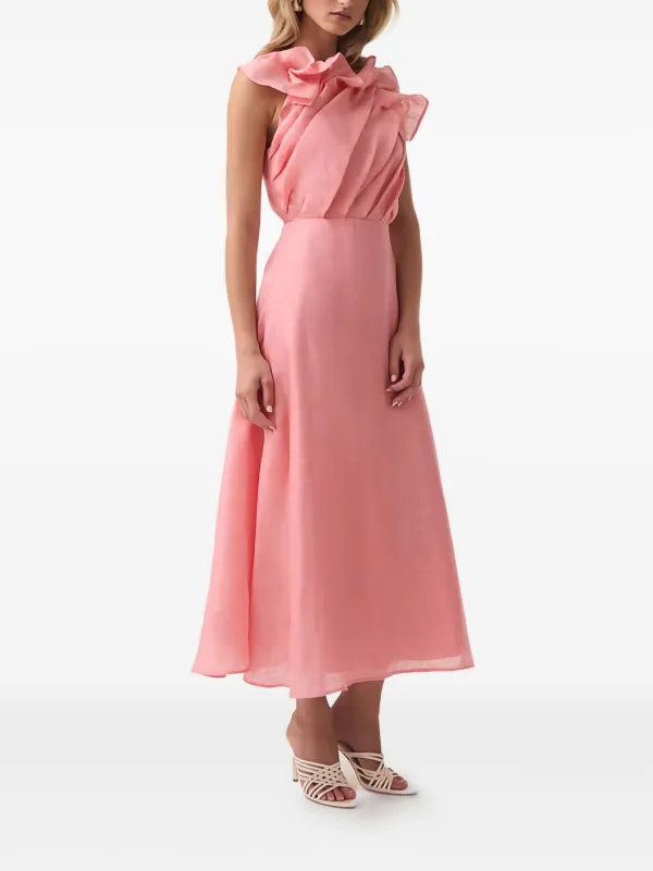 aje bridesmaid dresses Zapakasa Women Sage Green V-Neck Long Wedding Guest Dress with Sleeves  Satin Floral A-Line Bridesmaid Dress main image 1