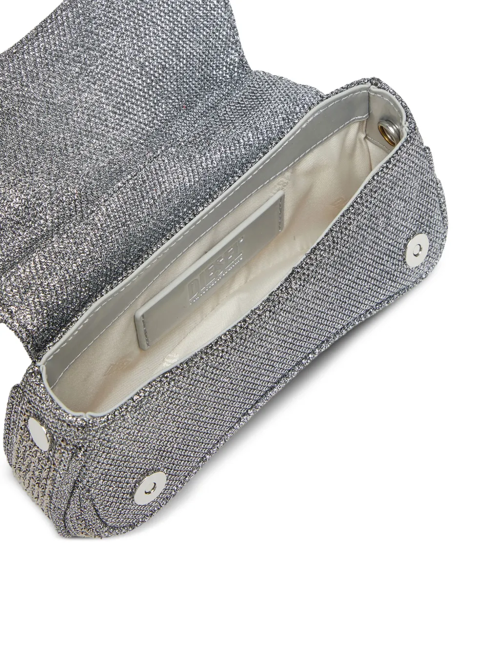 Diesel Crystal-embellished Logo-plaque Clutch Bag In Burgundy
