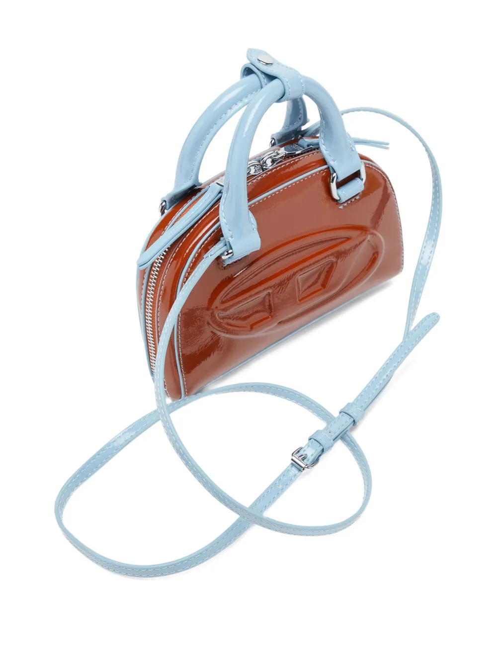 Diesel 1 Dr Dome Embossed Crossbody Bag In Brown