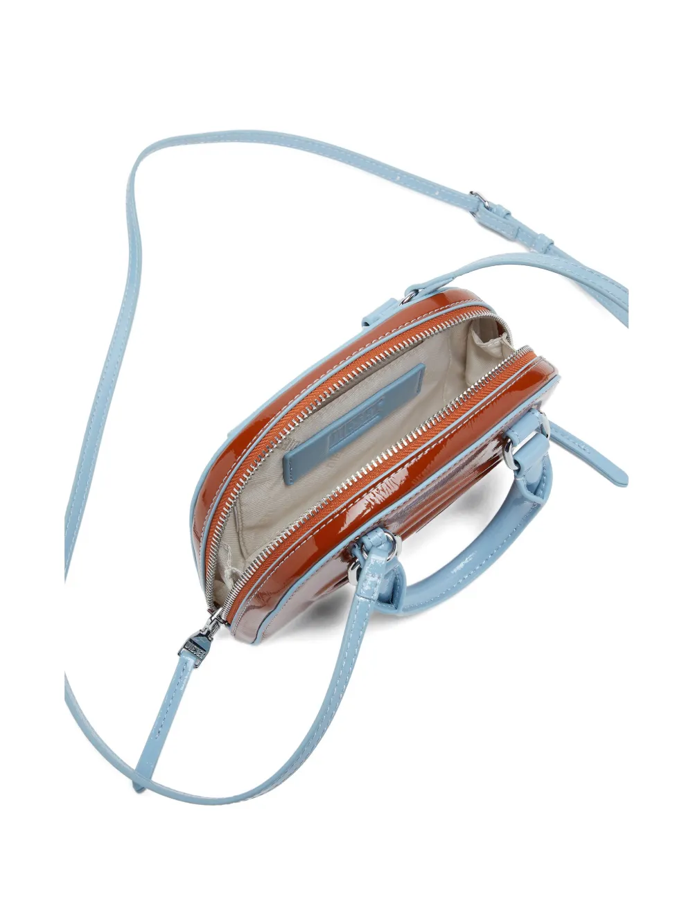 Diesel 1 Dr Dome Embossed Crossbody Bag In Brown